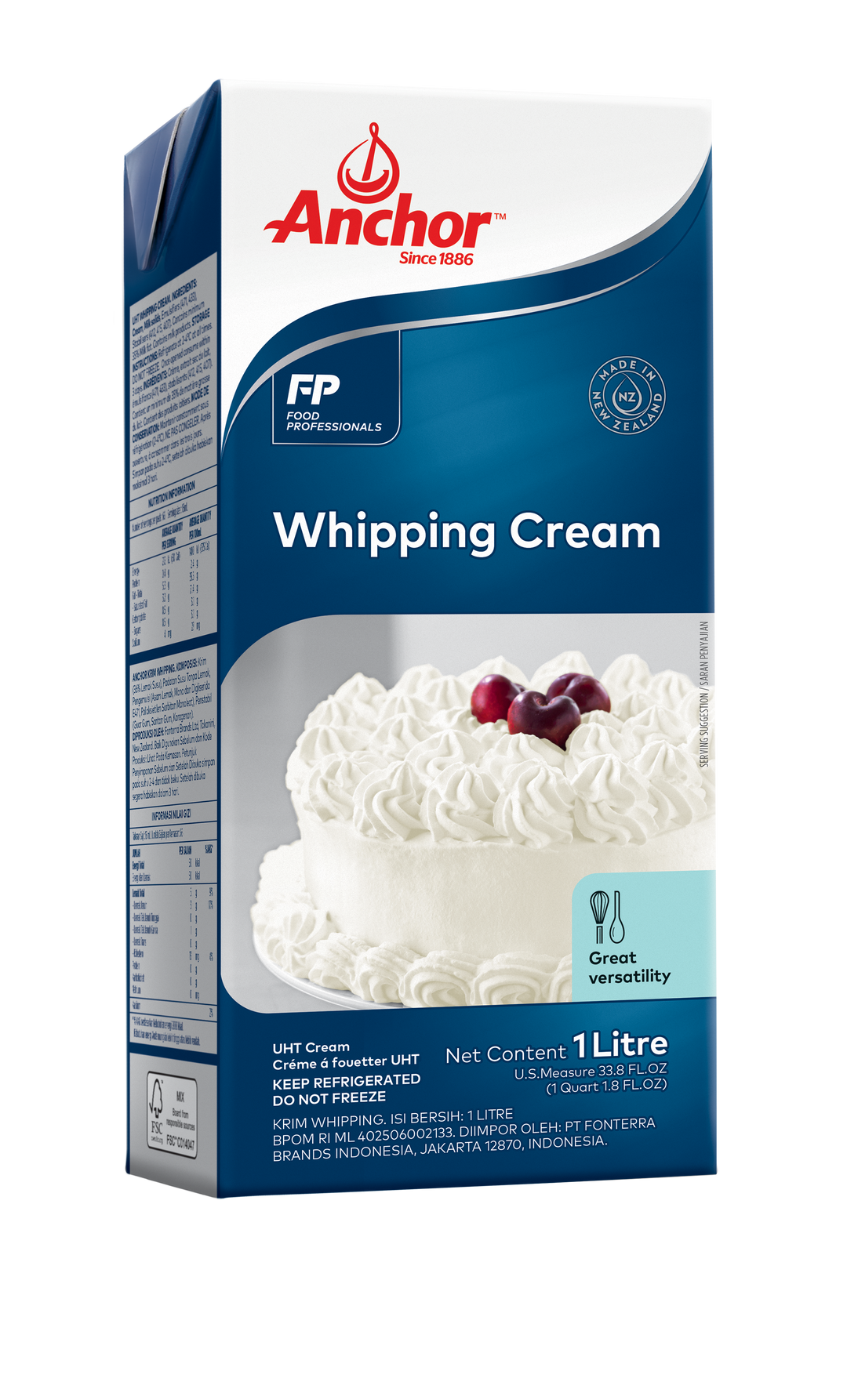 Crema para batir marca Anchor en bote de 1 lt.