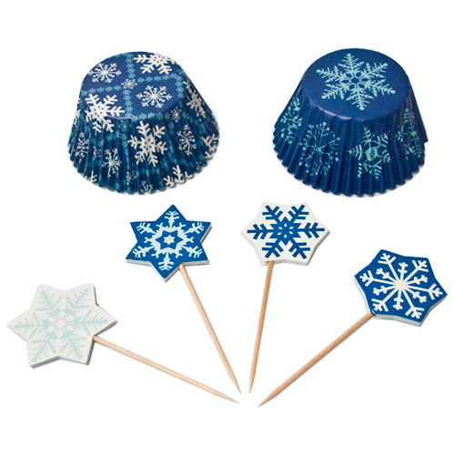 Juego de capacillos con copos azul