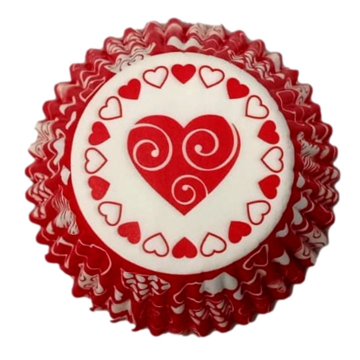 capacillo color rojo con corazones